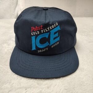 Vintage Pabst Blue Ribbon PBR Hat Cap Trucker Mesh Back Mens Blue Polyester